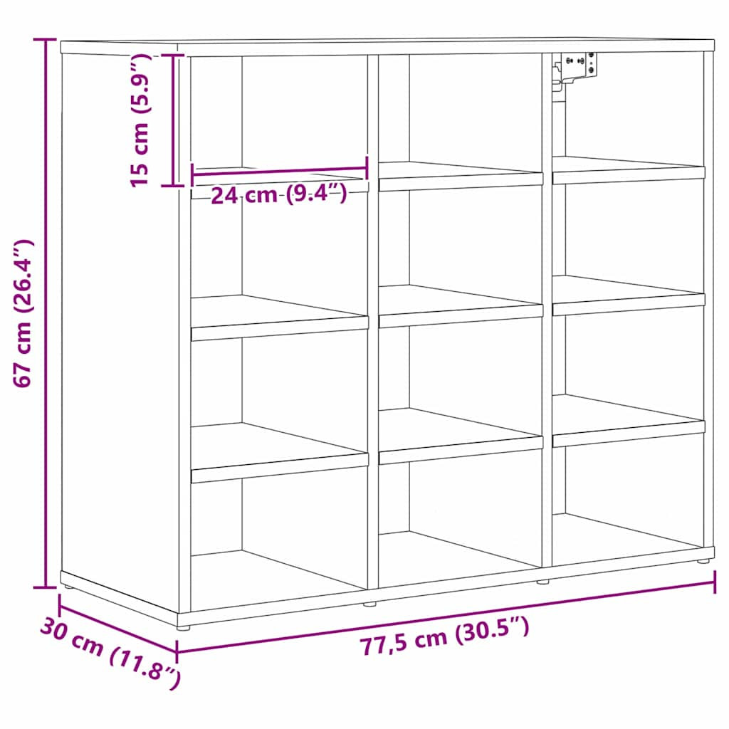 Cipősszekrény polcokkal Régi fa 77.5 x 30 x 67 cm Faanyag