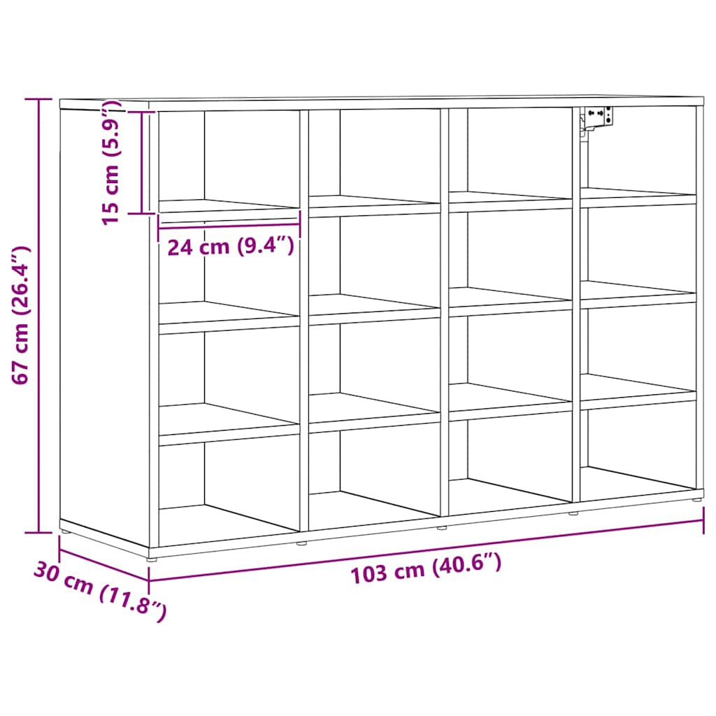 Cipősszekrény polcokkal Régi fa 103 x 30 x 67 cm Faanyag