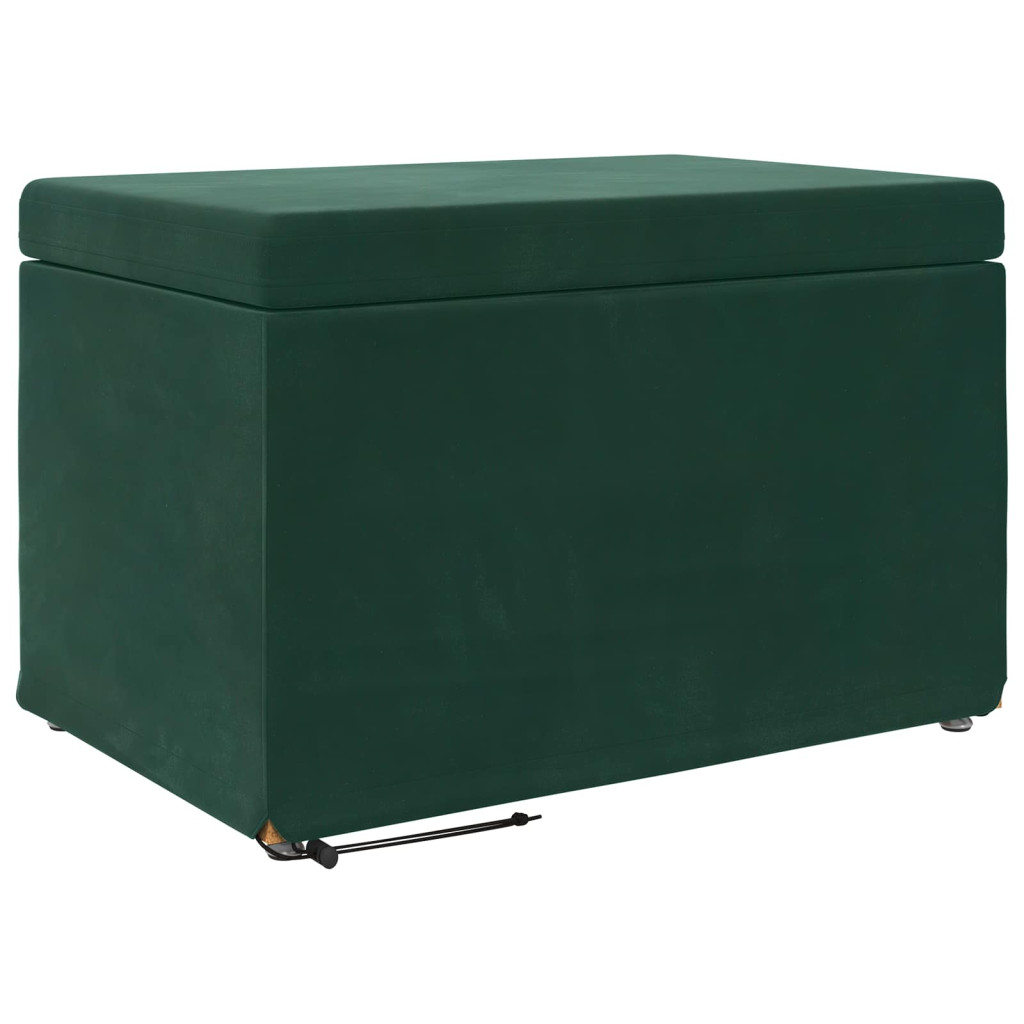 vidaXL Zsámoly Sötétzöld 61 x 41 x 40 cm Bársony és Műanyag Fa
