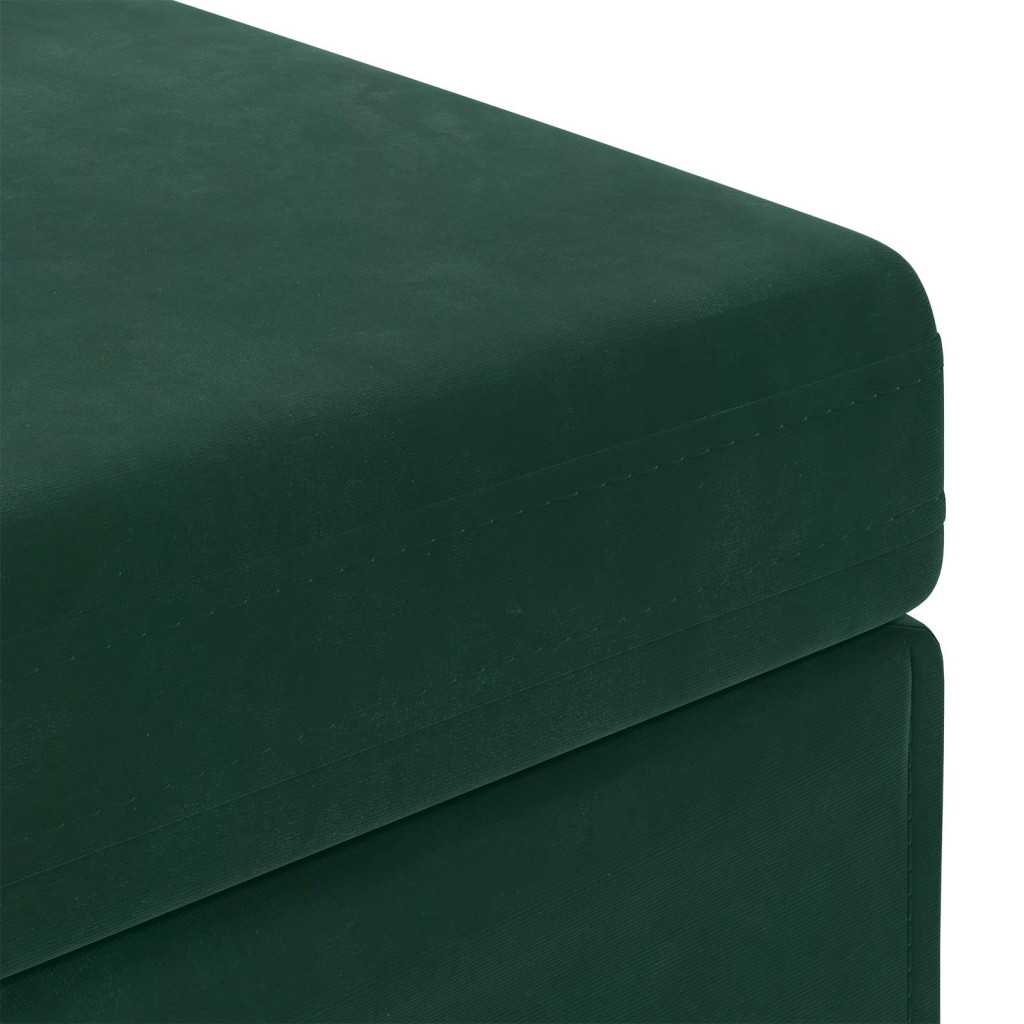 vidaXL Zsámoly Sötétzöld 61 x 41 x 40 cm Bársony és Műanyag Fa