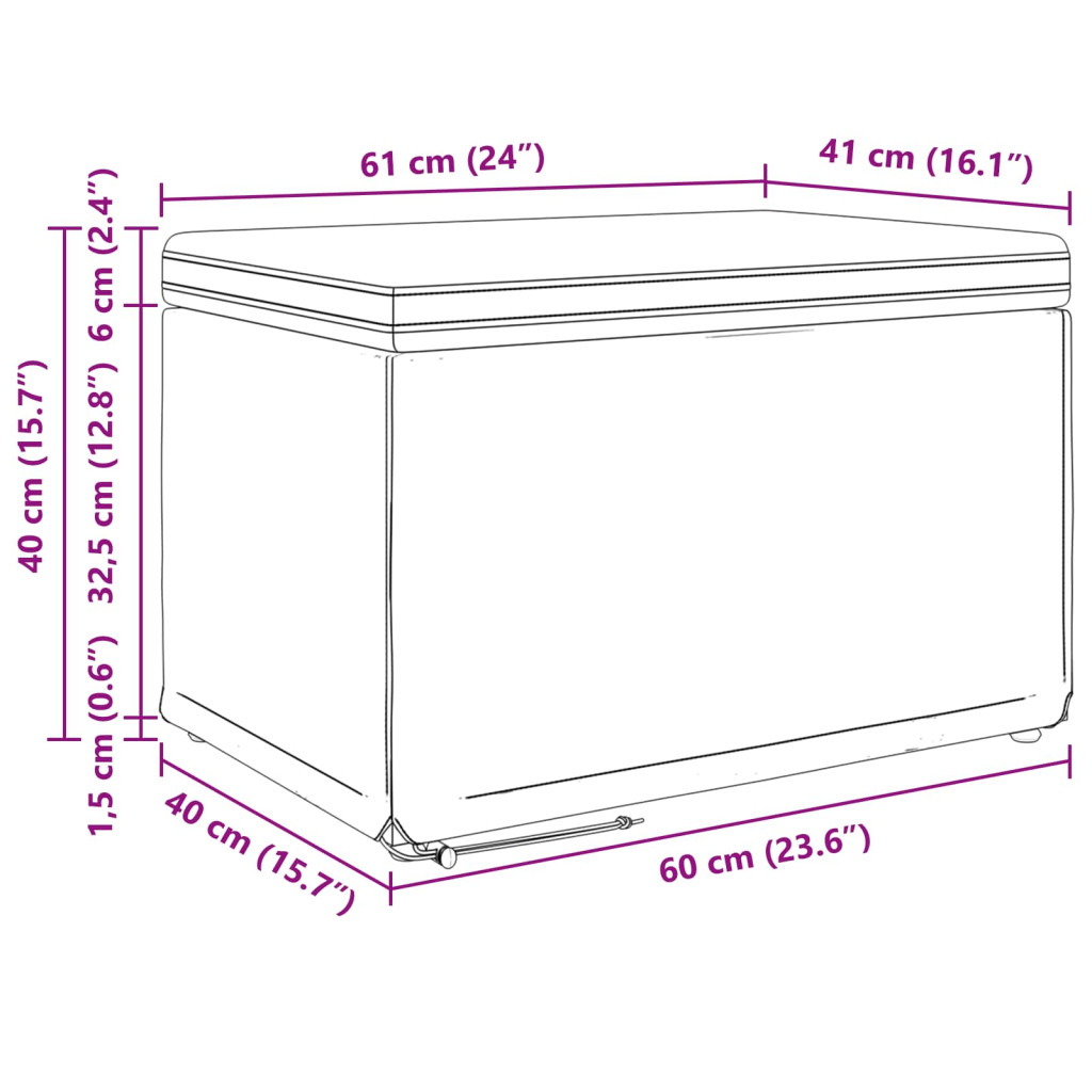 vidaXL Zsámoly Fehér 61 x 41 x 40 cm Műbőr és Műanyag Fa