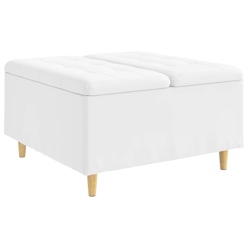 vidaXL Tároló oszmán párnával Fehér 80 x 80 x 45 cm Műbőr