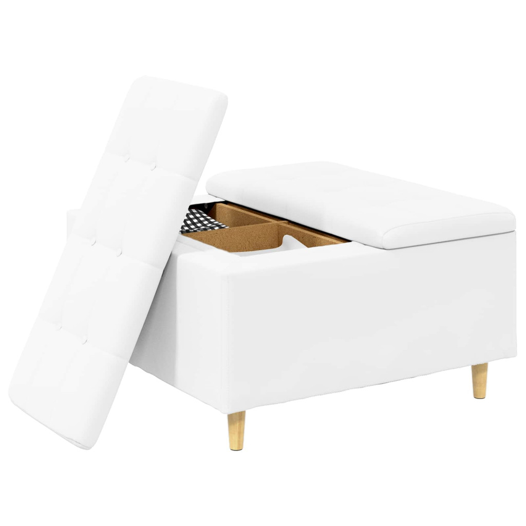 vidaXL Tároló oszmán párnával Fehér 80 x 80 x 45 cm Műbőr