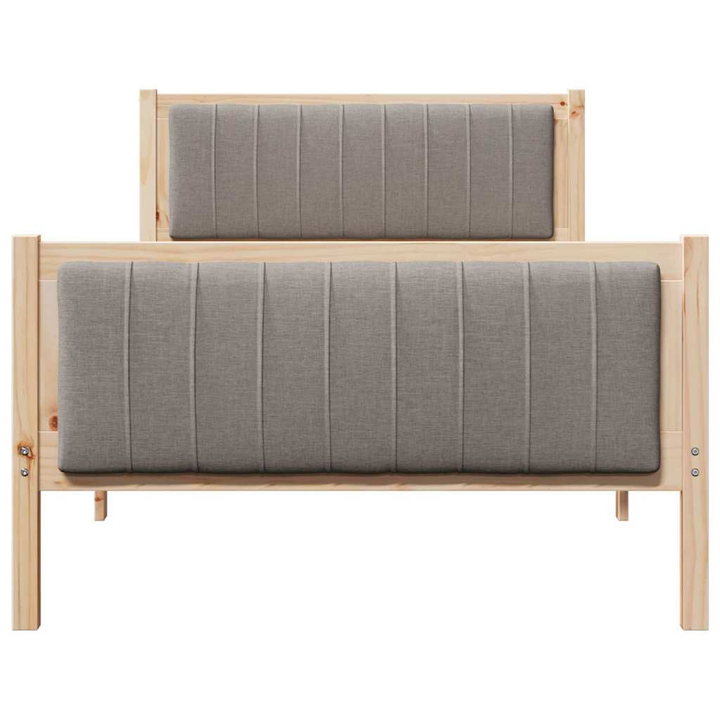 Ágykeret fejtámlával Barna és taupe 100 x 200 cm Tömör fenyőfa