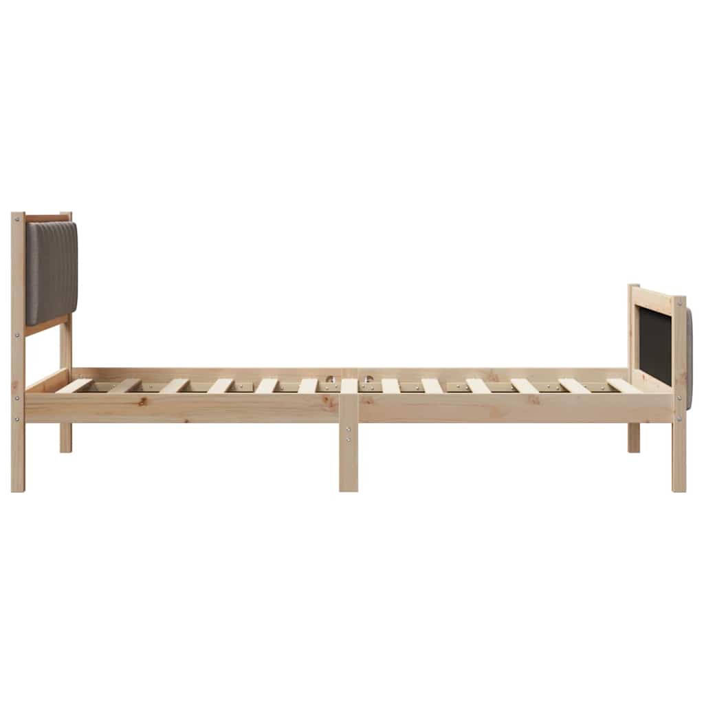 Ágykeret fejtámlával Barna és taupe 100 x 200 cm Tömör fenyőfa