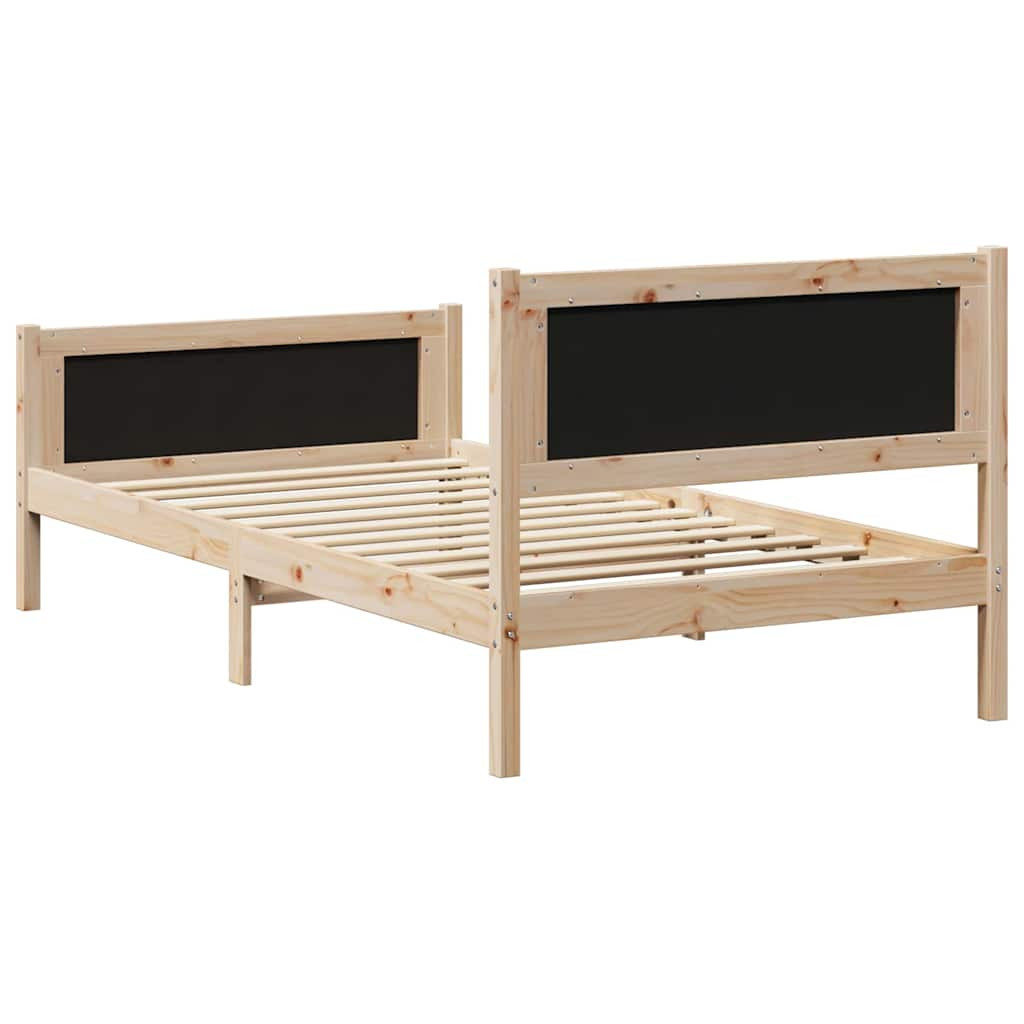Ágykeret fejtámlával Barna és taupe 100 x 200 cm Tömör fenyőfa