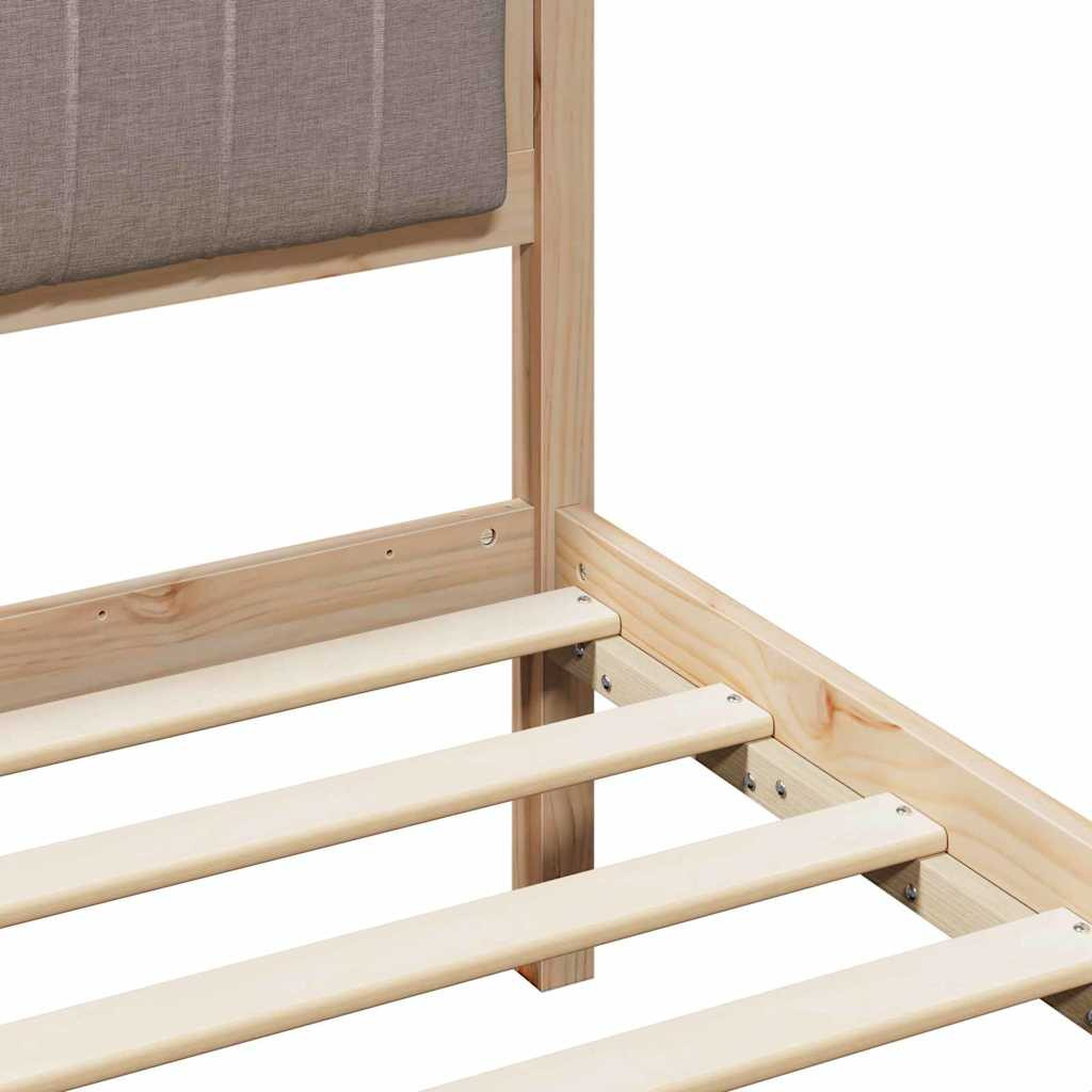 Ágykeret fejtámlával Barna és taupe 75 x 190 cm Tömör fenyőfa