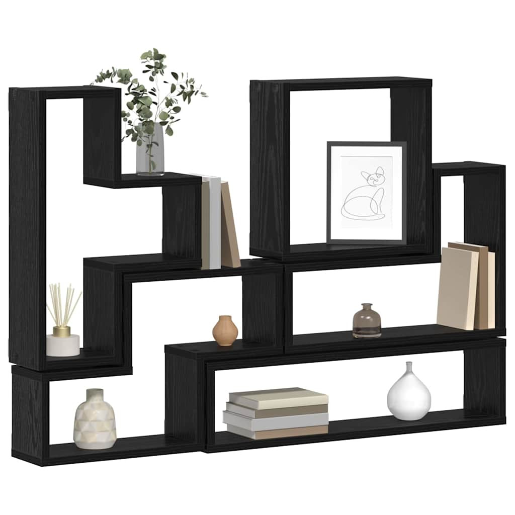 Fal Cube polcokkal Egyéb Musta tammi 96 x 12 x 64 cm Faanyag