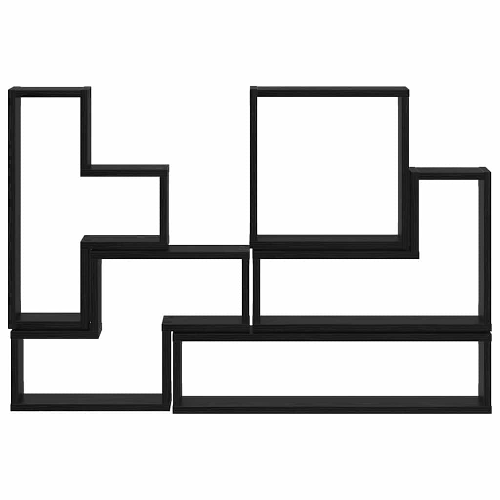 Fal Cube polcokkal Egyéb Musta tammi 96 x 12 x 64 cm Faanyag
