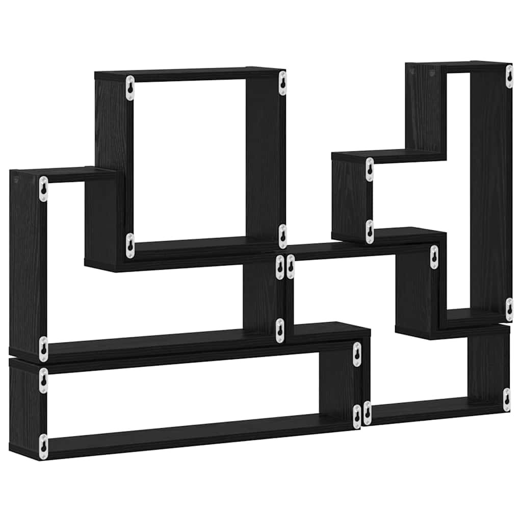 Fal Cube polcokkal Egyéb Musta tammi 96 x 12 x 64 cm Faanyag