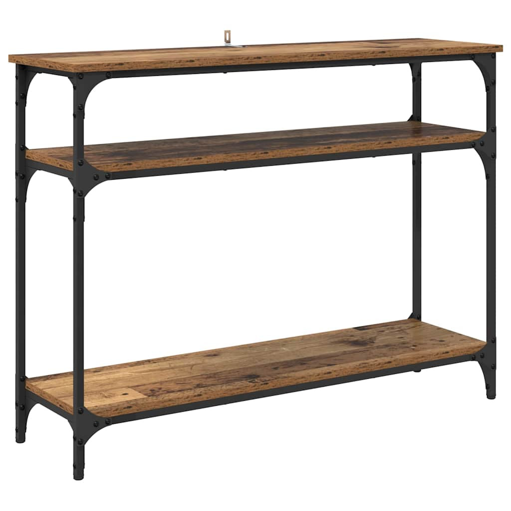 Konzolasztal polcokkal Öreg fa 100 x 29 x 75 cm Faanyag