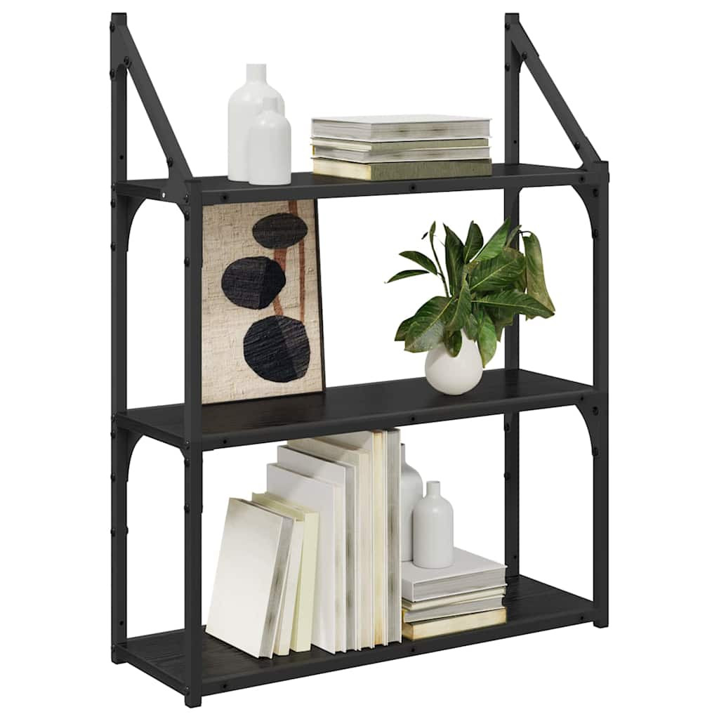 Falpolc polcokkal Fekete tölgy 60 x 21 x 78,5 cm Faanyag
