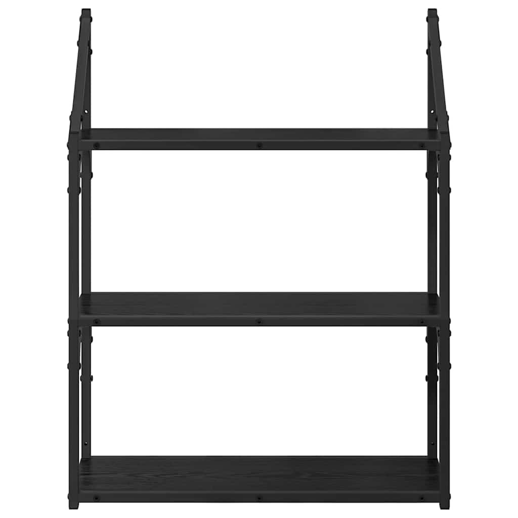 Falpolc polcokkal Fekete tölgy 60 x 21 x 78,5 cm Faanyag