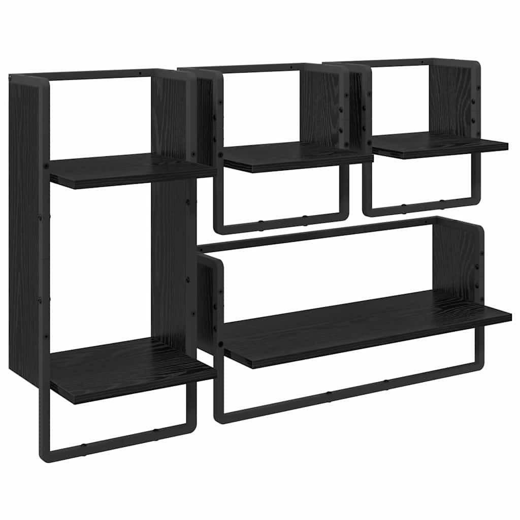 Fali polc készlet 4 pcs Fekete tölgy 65 x 25 x 30 cm Faanyag