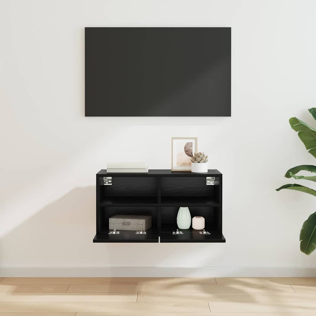 TV Fali Szekrény Fekete tölgy 60 x 30 x 30 cm Faanyag