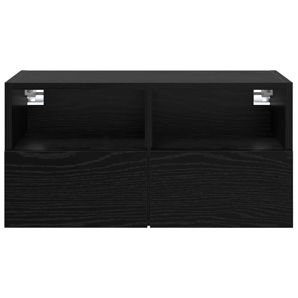 TV Fali Szekrény Fekete tölgy 60 x 30 x 30 cm Faanyag