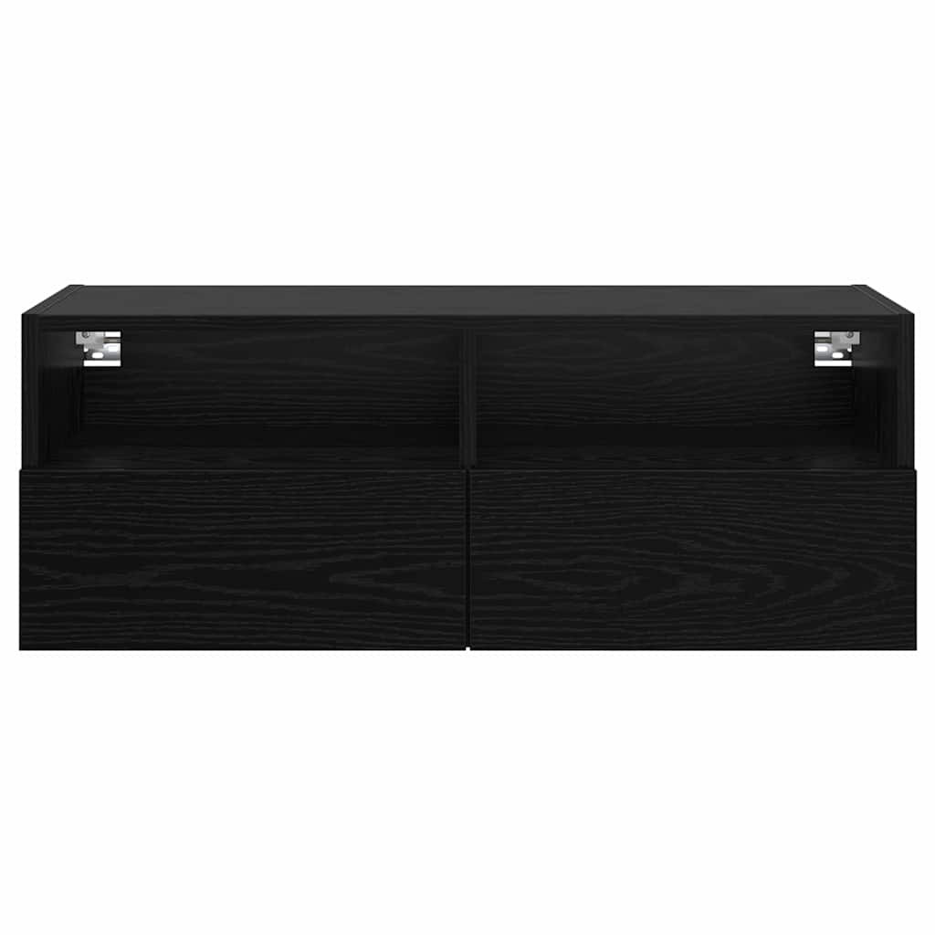 TV Fali Szekrény Fekete tölgy 80 x 30 x 30 cm Faanyag