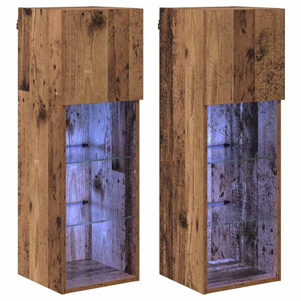 Fali TV szekrények 2 pcs Öreg fa 30,5 x 30 x 90 cm Faanyag