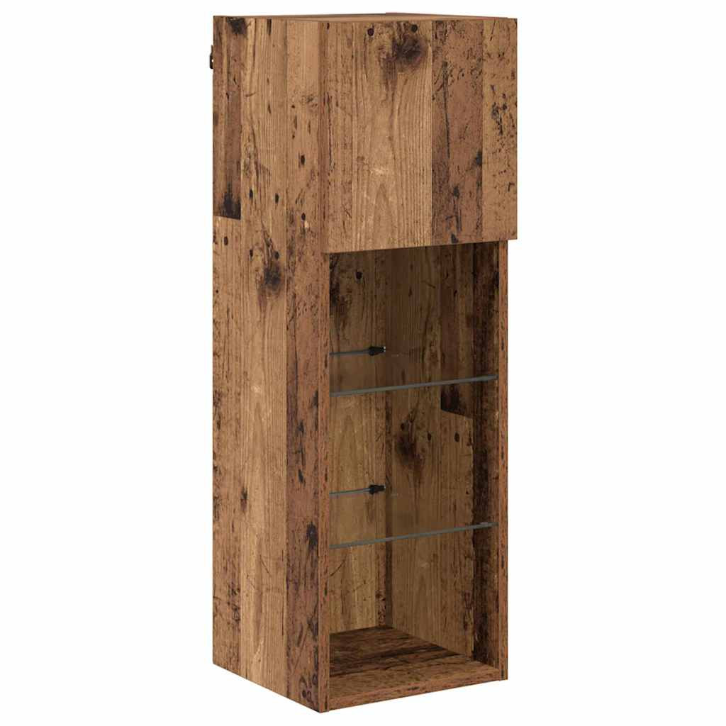 Fali TV szekrények 2 pcs Öreg fa 30,5 x 30 x 90 cm Faanyag