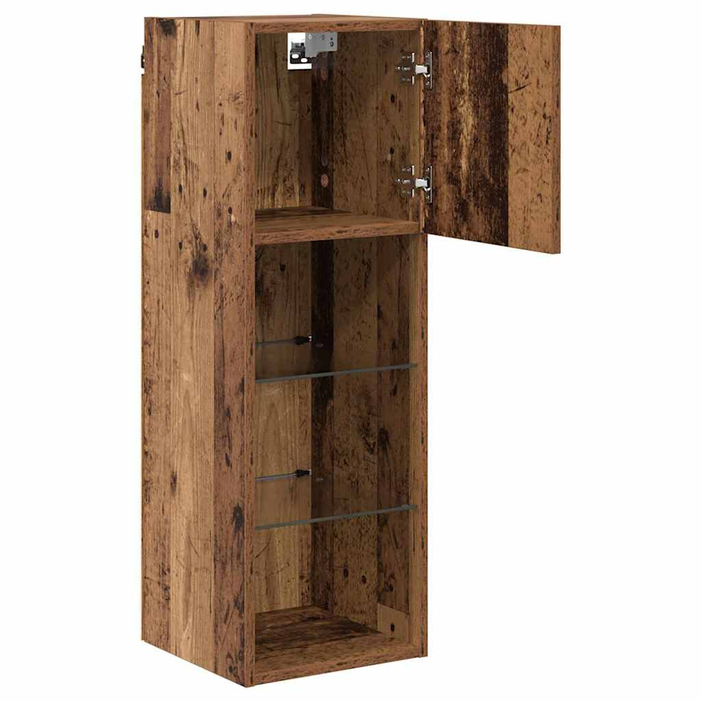 Fali TV szekrények 2 pcs Öreg fa 30,5 x 30 x 90 cm Faanyag