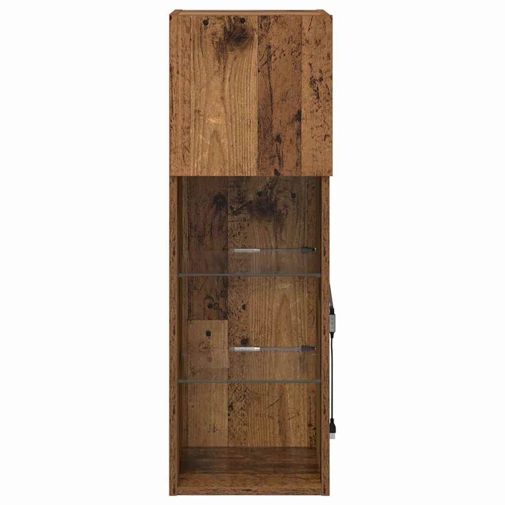 Fali TV szekrények 2 pcs Öreg fa 30,5 x 30 x 90 cm Faanyag