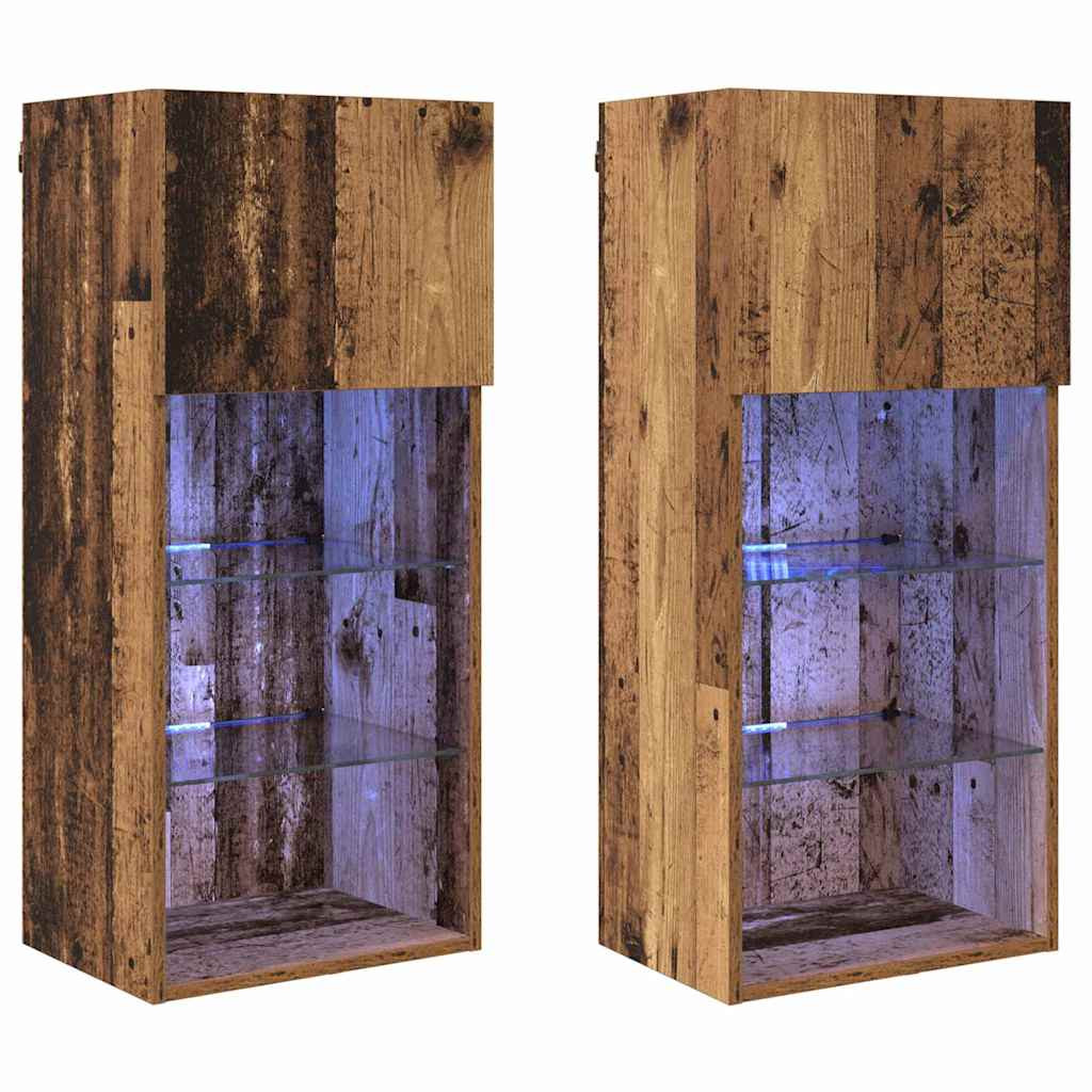 Fali TV szekrények 2 pcs Öreg fa 40,5 x 30 x 90 cm Faanyag