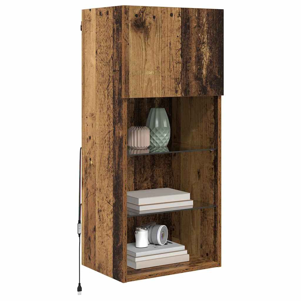 Fali TV szekrények 2 pcs Öreg fa 40,5 x 30 x 90 cm Faanyag
