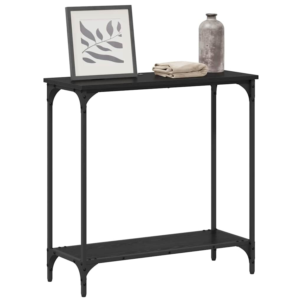Konzolasztal polcokkal Musta tammi 75 x 30.5 x 75 cm Faanyag