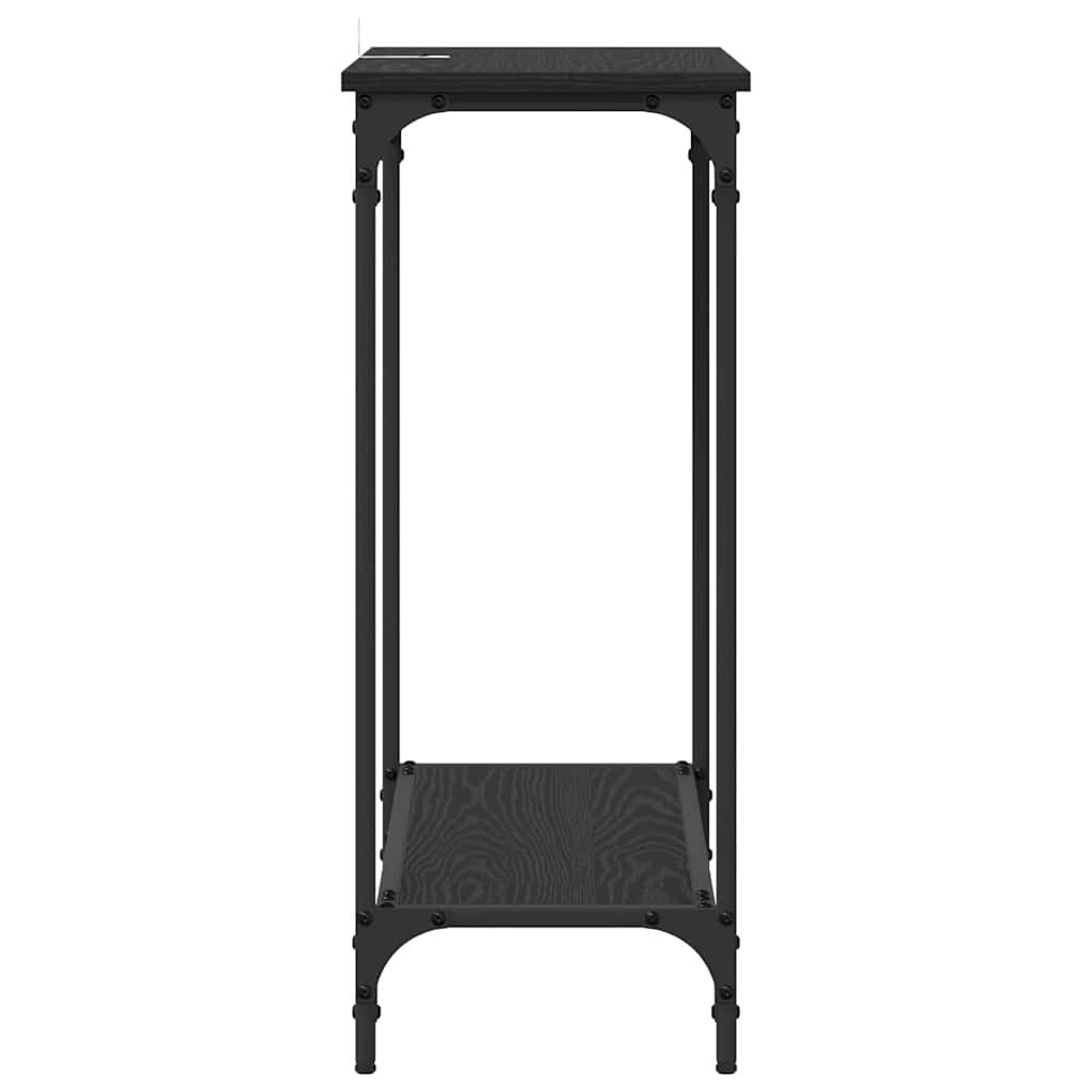 Konzolasztal polcokkal Musta tammi 75 x 30.5 x 75 cm Faanyag