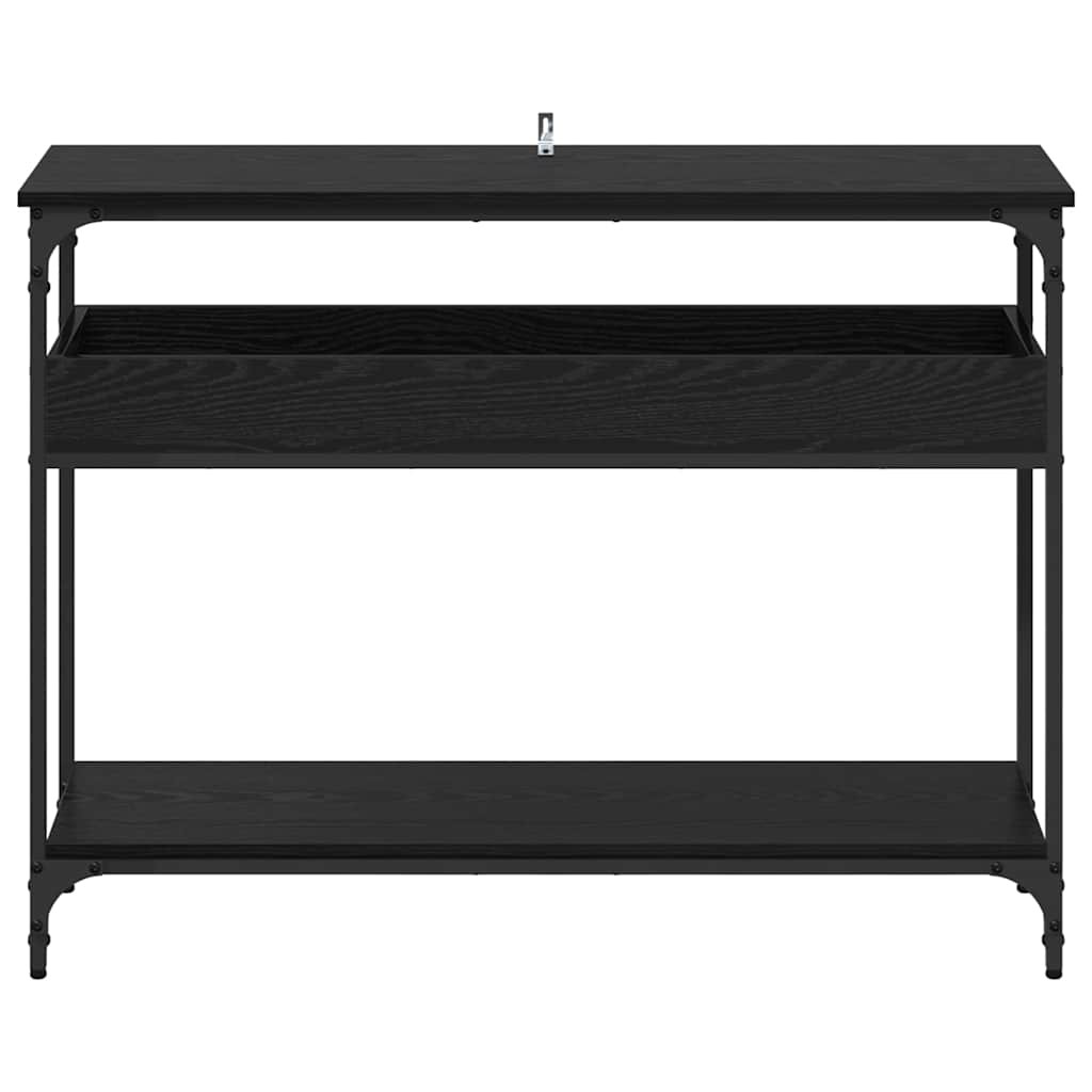 Konzolasztal polcokkal Musta tammi 100 x 29 x 75 cm Faanyag