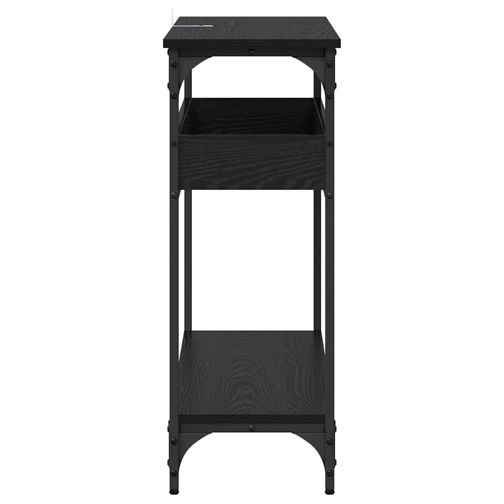 Konzolasztal polcokkal Musta tammi 100 x 29 x 75 cm Faanyag
