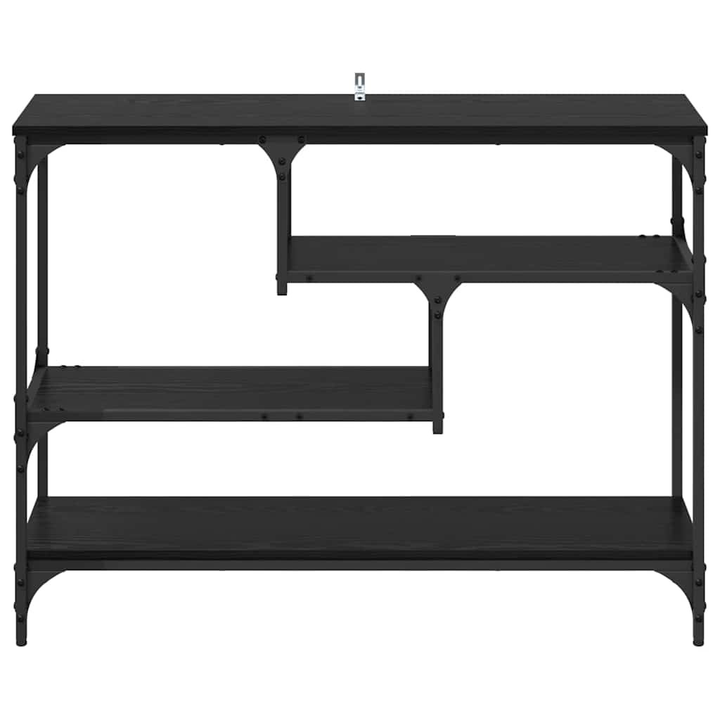 Konzolasztal polcokkal Musta tammi 100 x 30 x 75 cm Faanyag