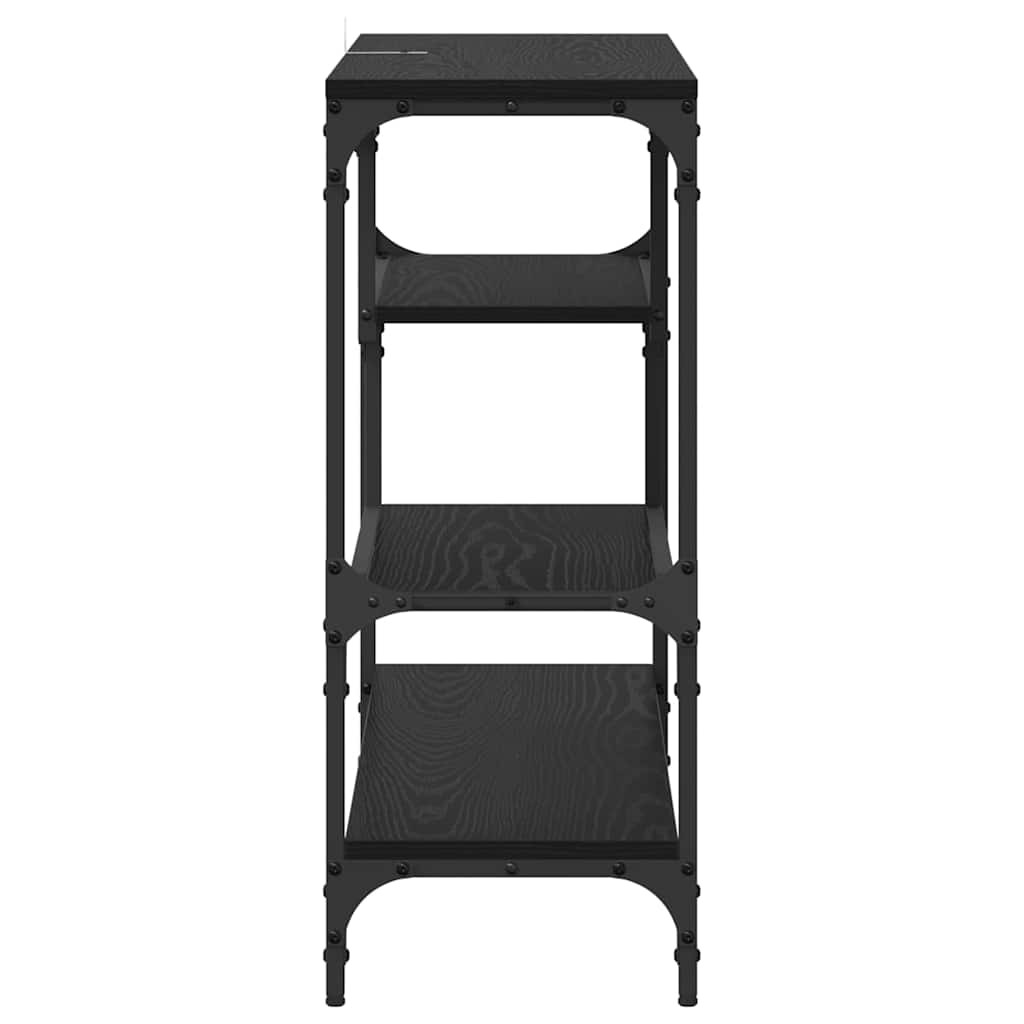 Konzolasztal polcokkal Musta tammi 100 x 30 x 75 cm Faanyag