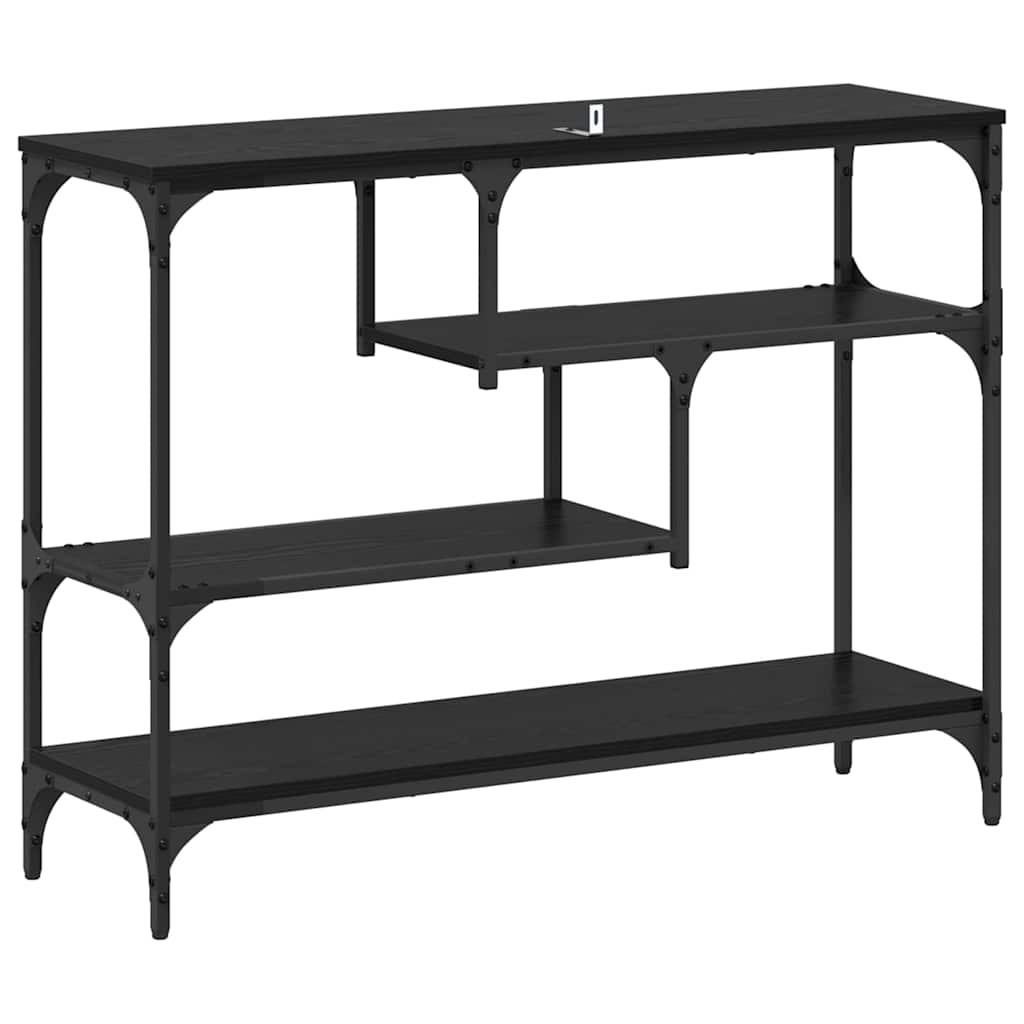 Konzolasztal polcokkal Musta tammi 100 x 30 x 75 cm Faanyag