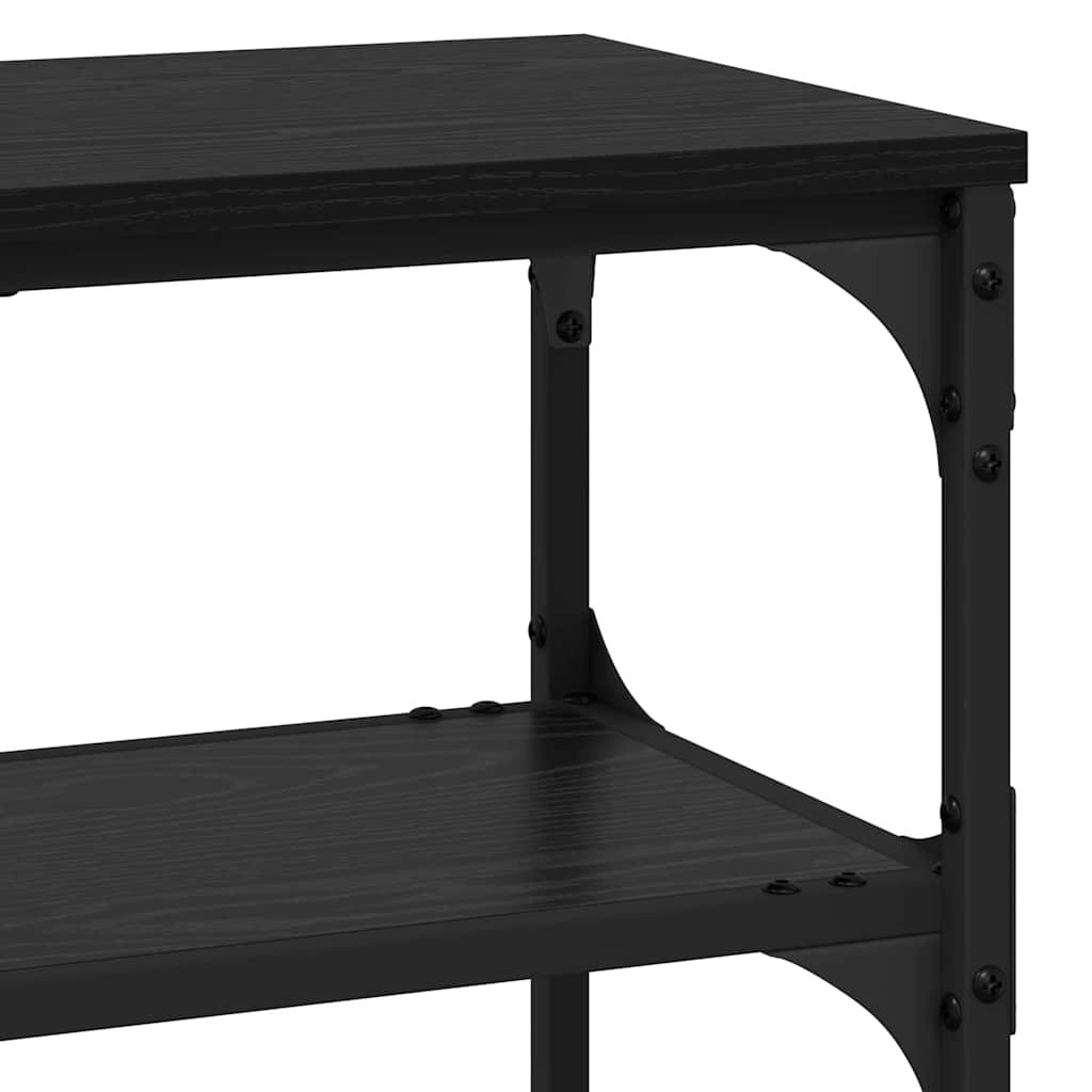 Konzolasztal polcokkal Musta tammi 100 x 30 x 75 cm Faanyag