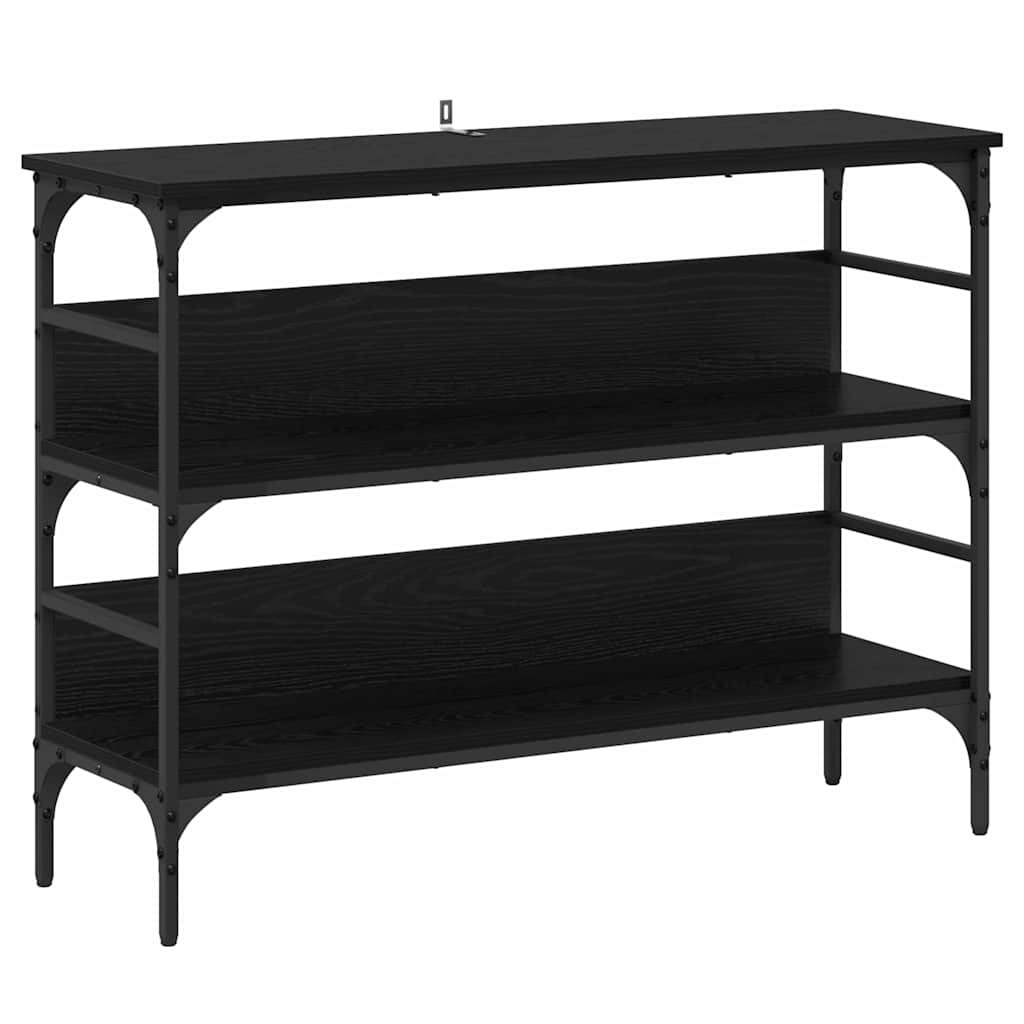Konzolasztal polcokkal Musta tammi 100 x 32 x 75 cm Faanyag