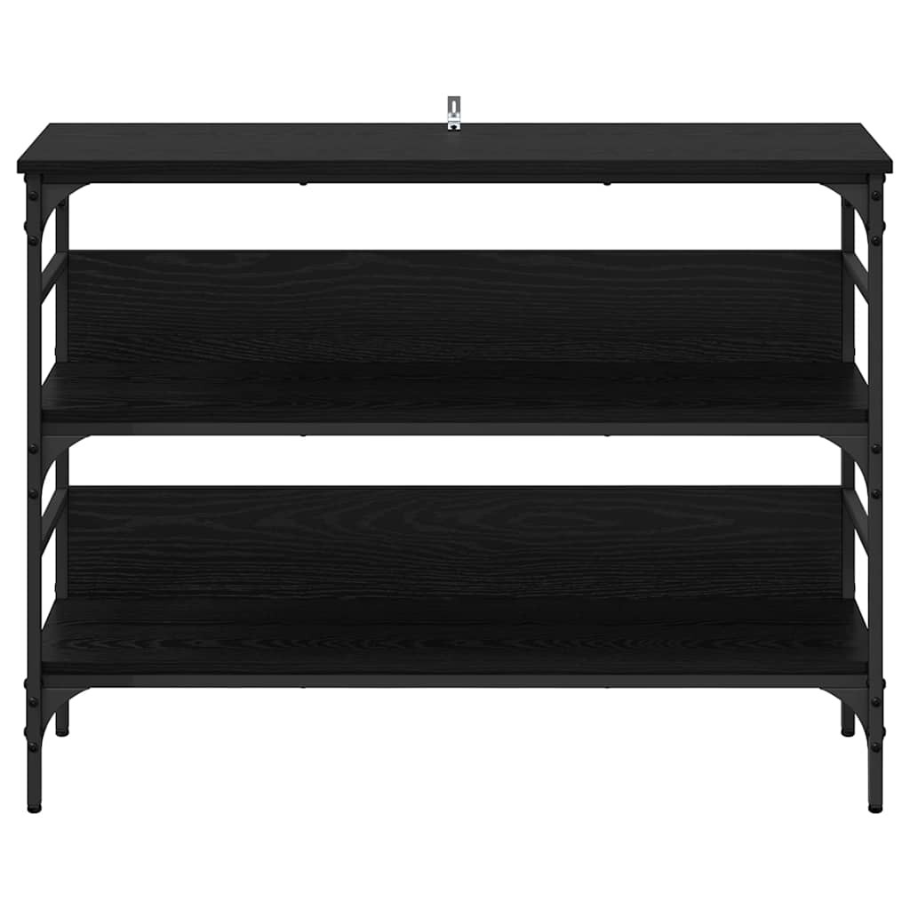 Konzolasztal polcokkal Musta tammi 100 x 32 x 75 cm Faanyag