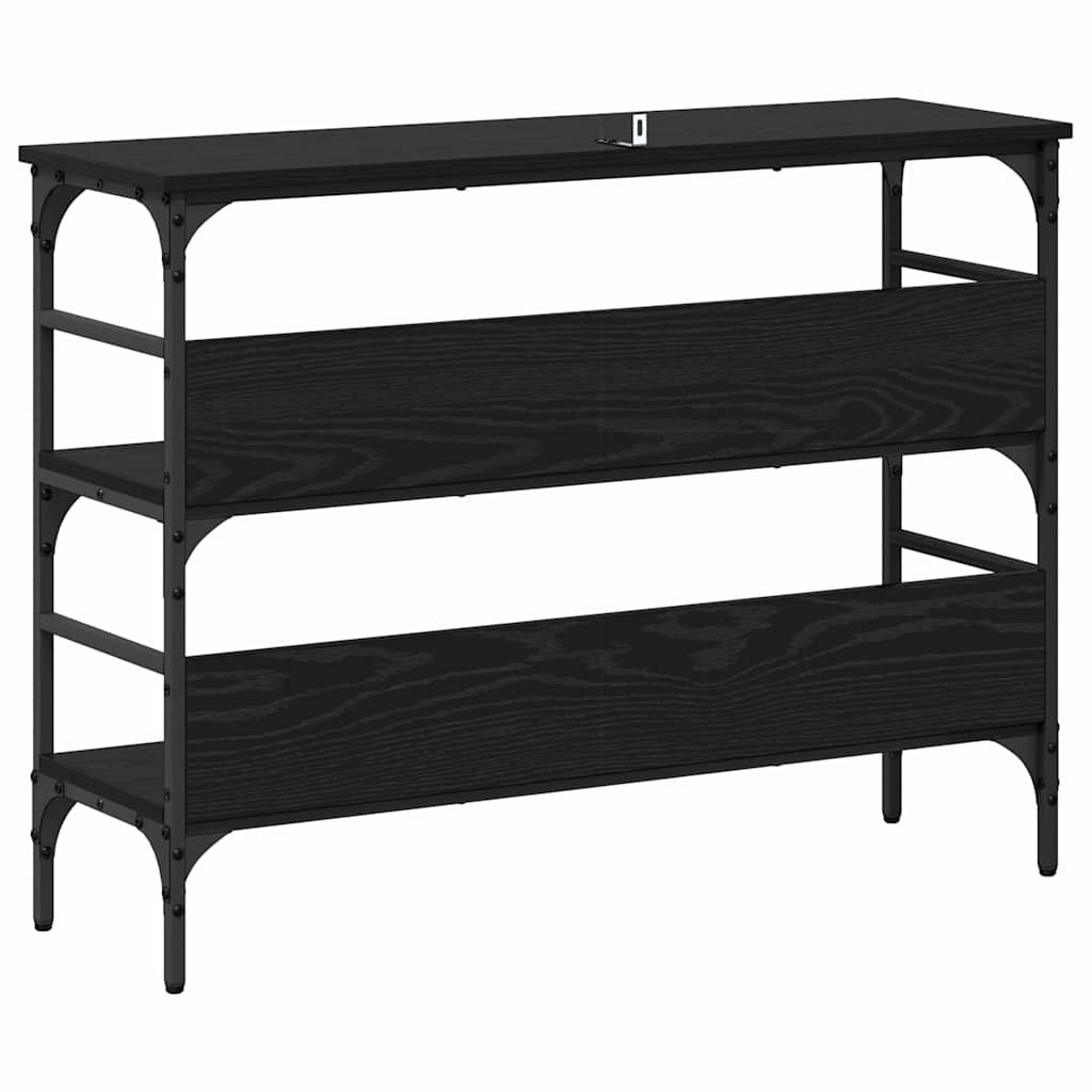 Konzolasztal polcokkal Musta tammi 100 x 32 x 75 cm Faanyag