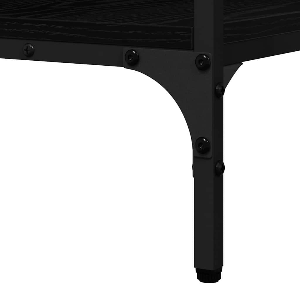 Konzolasztal polcokkal Musta tammi 100 x 32 x 75 cm Faanyag