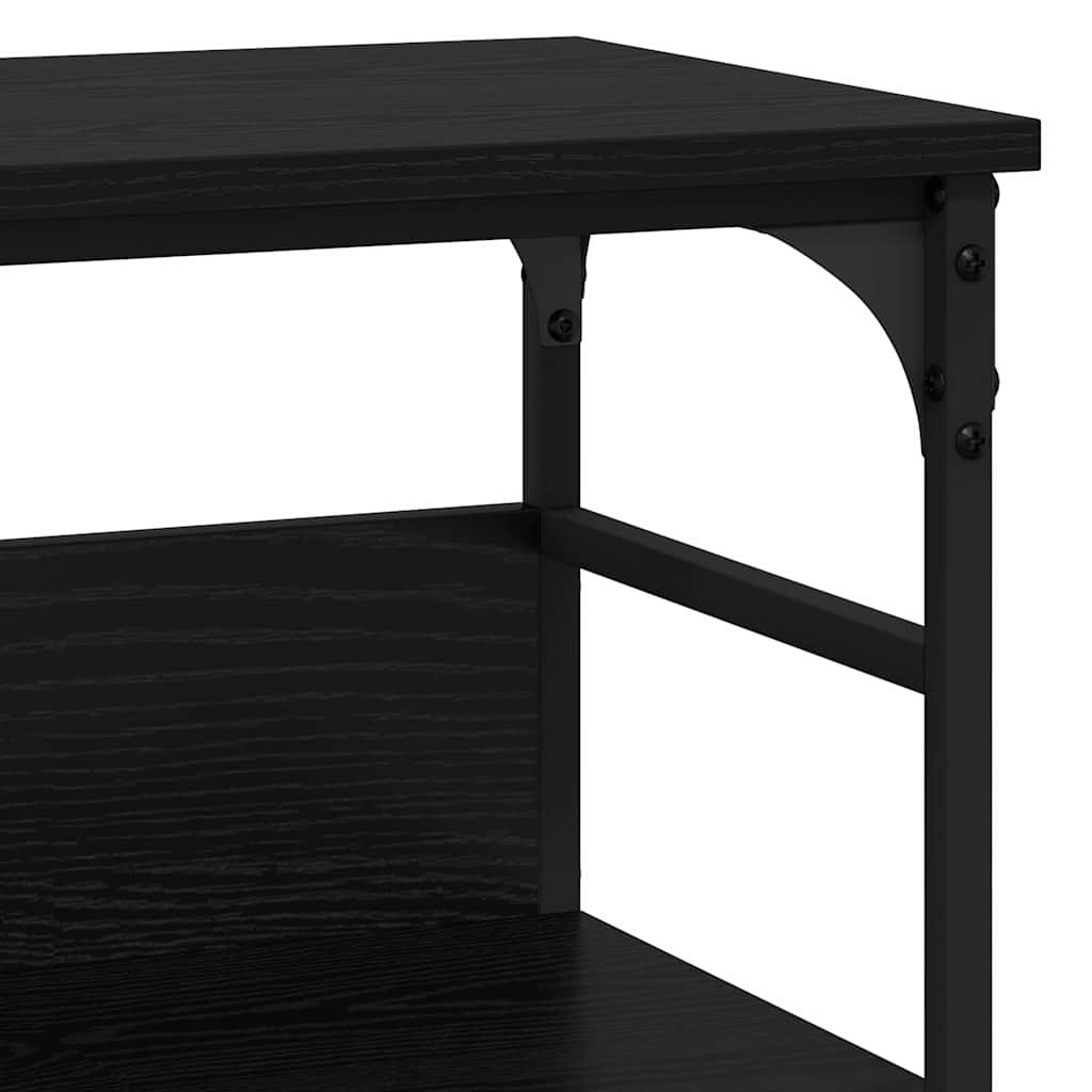 Konzolasztal polcokkal Musta tammi 100 x 32 x 75 cm Faanyag