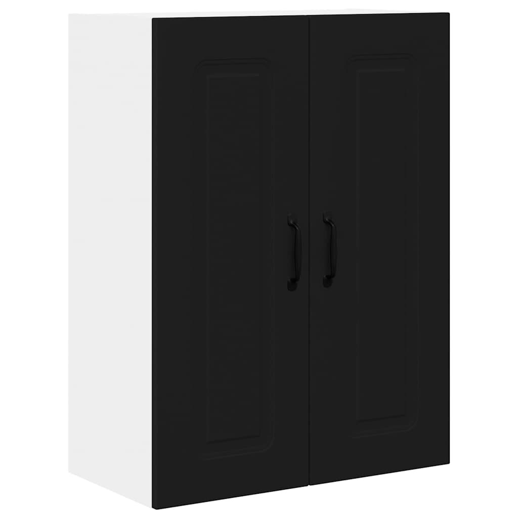 Fali konyhaszekrény polcokkal Fekete 60 x 31 x 80 cm Faanyag