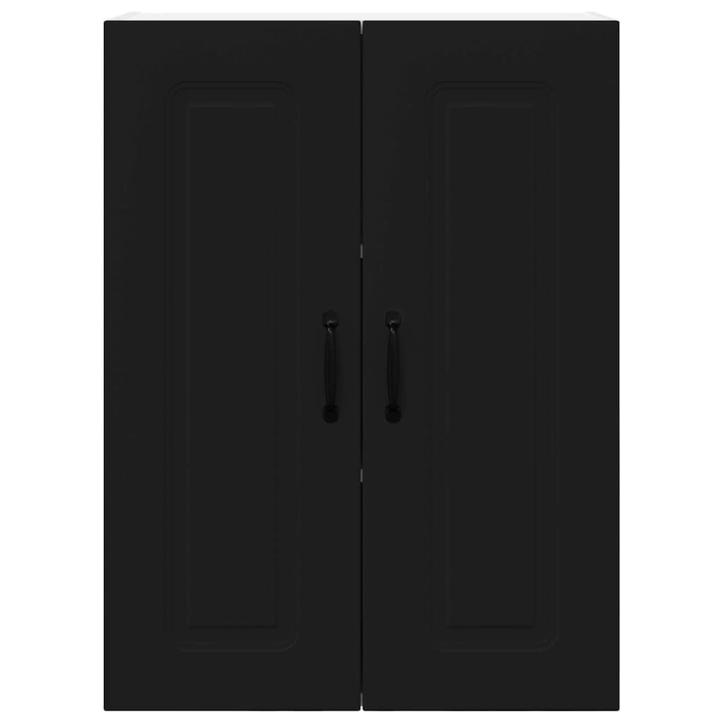 Fali konyhaszekrény polcokkal Fekete 60 x 31 x 80 cm Faanyag