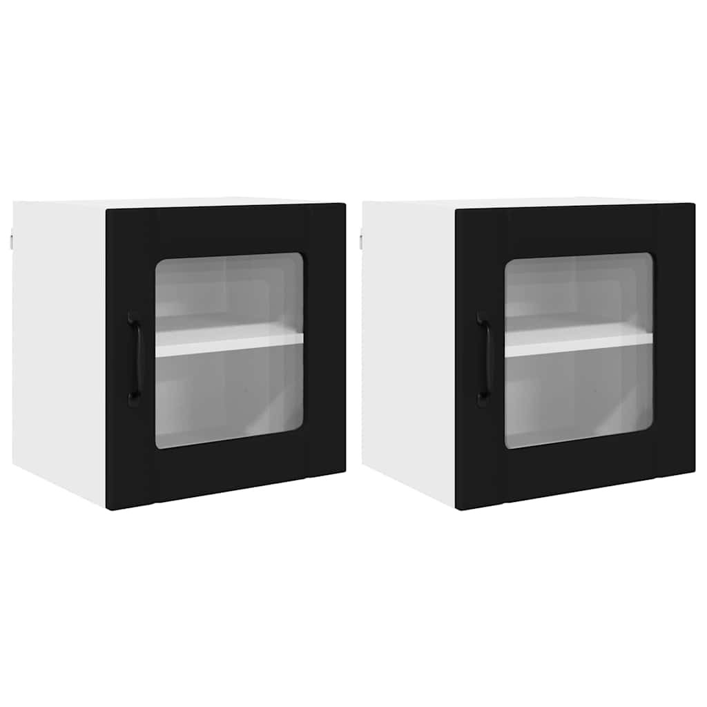Konyhaszekrény 2 pcs Fekete 40 x 31 x 40 cm Faanyag