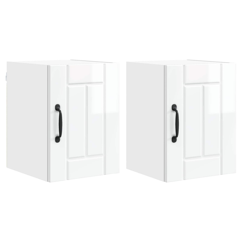 Konyhaszekrény 2 pcs Magas Fényű Fehér 30 x 31 x 40 cm Faanyag