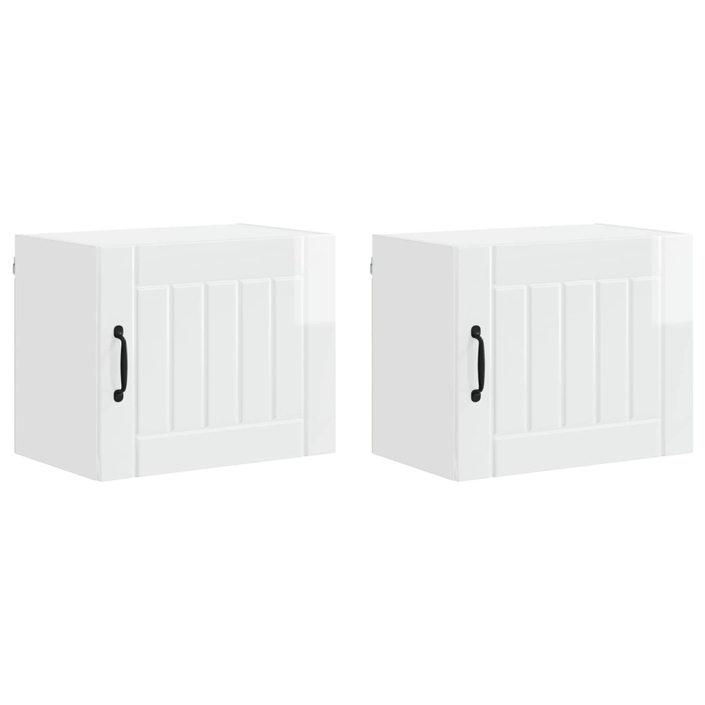 Konyhaszekrény 2 pcs Magas Fényű Fehér 50 x 31 x 40 cm Faanyag