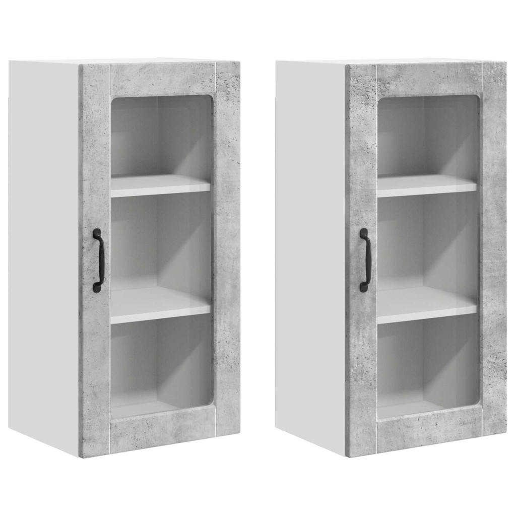 Konyhaszekrény 2 pcs Beton Szürke 40 x 31 x 80 cm Faanyag