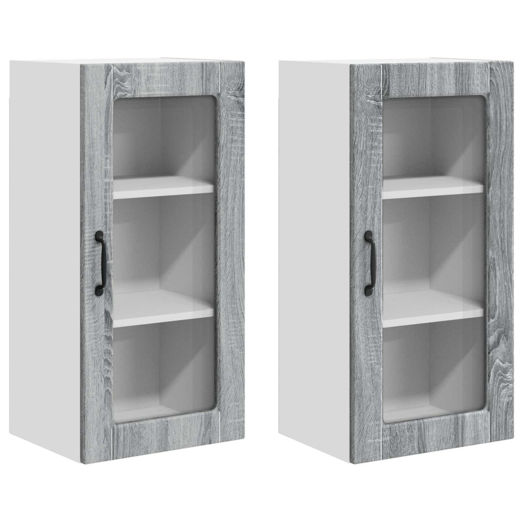 Konyhaszekrény 2 pcs Szürke Sonoma 40 x 31 x 80 cm Faanyag