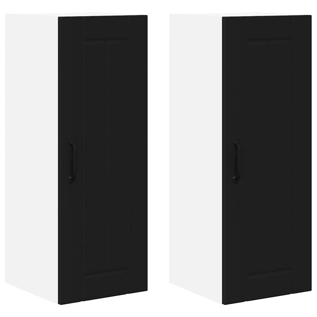 Konyhaszekrény 2 pcs Fekete 30 x 31 x 80 cm Faanyag