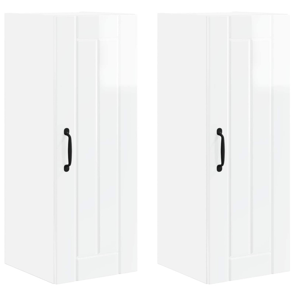 Konyhaszekrény 2 pcs Magas Fényű Fehér 30 x 31 x 80 cm Faanyag