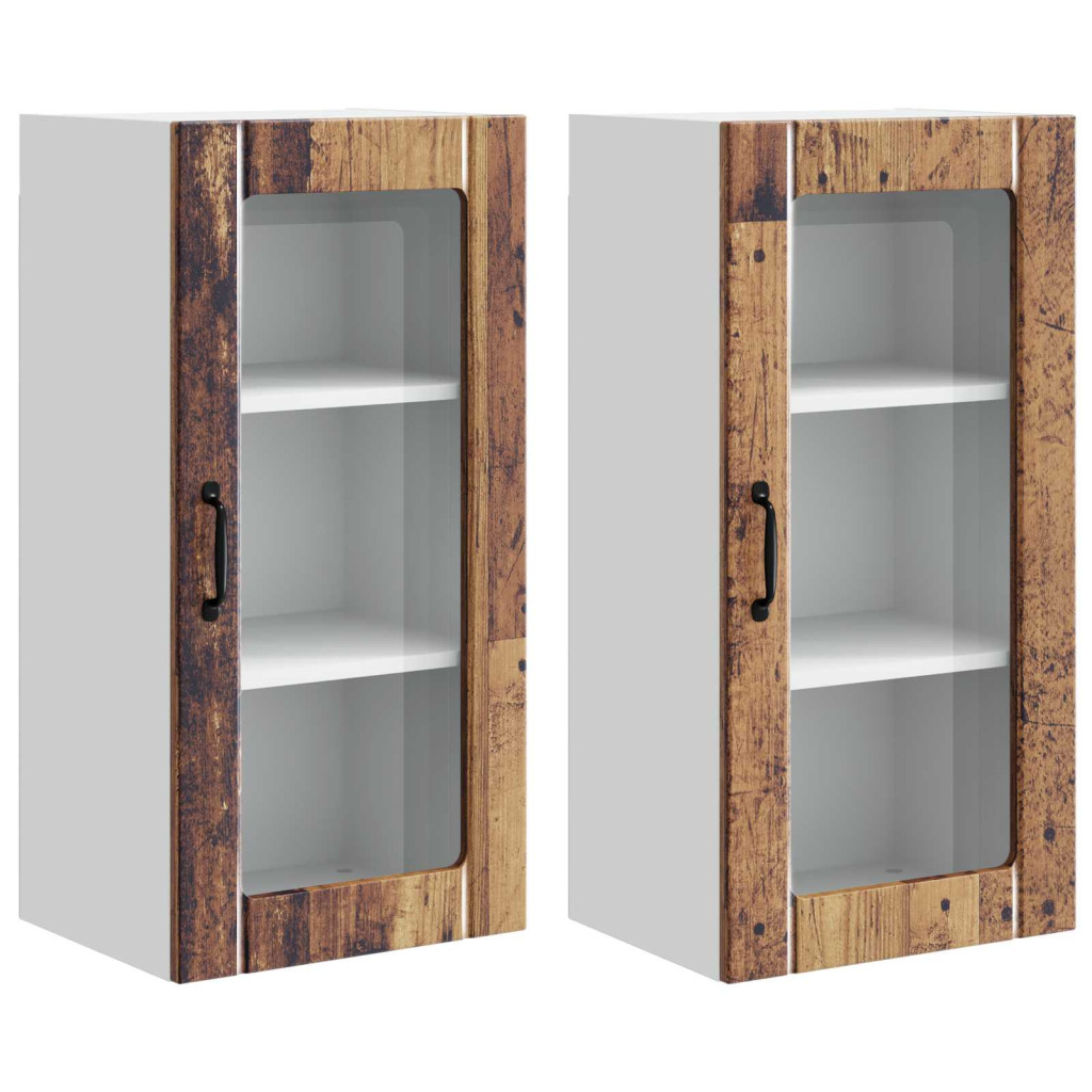 Konyhaszekrény polcokkal 2 pcs Öreg fa 40 x 31 x 80 cm Faanyag